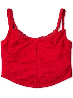 Women's Red Lace-Trim Crop Top